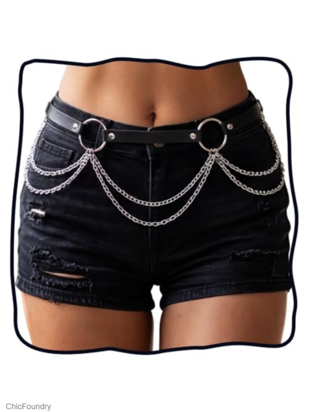 Faux Leather PU Waist Chain Belt Punk Cowgirl Rave Body Harness